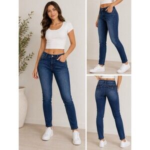 9TH & MAIN Women's Blue Denim Jeans Medium Wash Solid Button Zip 5-Pocket